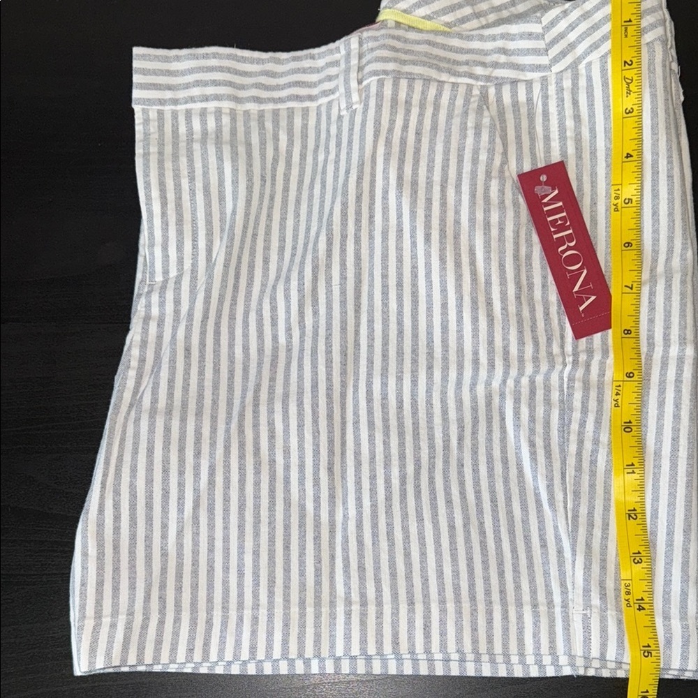 Nwt Merona Striped Chino Shorts In Blue And White Sz 16